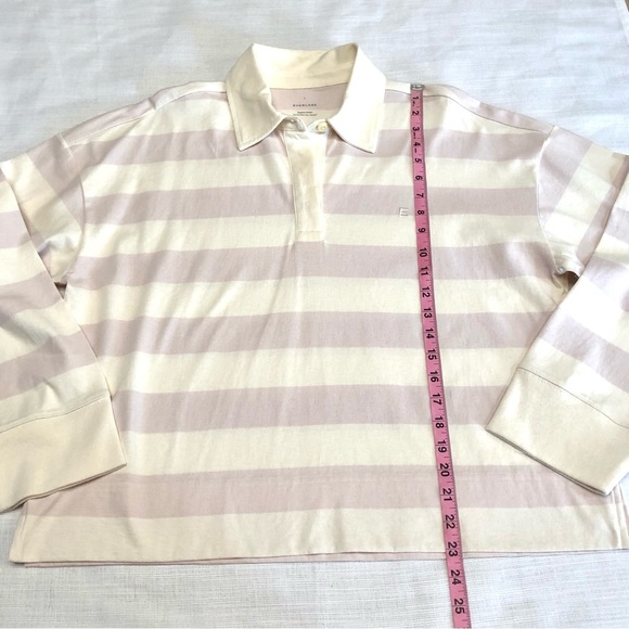 Everlane Purple / White Stripe Organic Cotton Long Sleeve Rugby Polo Size Large - Picture 7 of 10